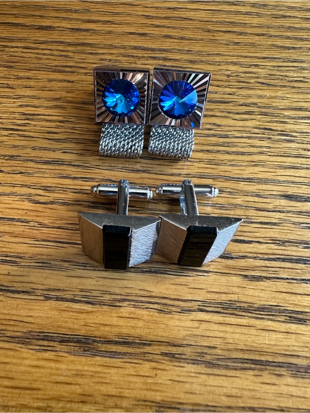 Vintage Men’s Cufflinks Set of Two Silver Tone